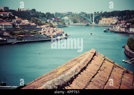 Panorama Altstadt von Porto, und der Fluß duoro. Portugal Stockfoto