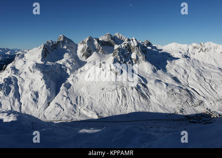 Vorarlberg, Österreich - 07 Dezember, 2017: Arlberg Skigebiet Stockfoto