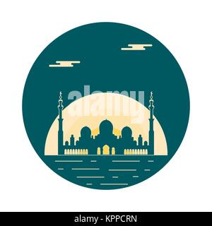 Vereinigte Arabische Emirate. Sheikh Zayed Moschee Silhouette. Abu Dhabi. Design für Banner, Poster oder Drucken. Stock Vektor