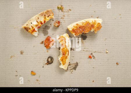 Übrig gebliebene Pizza crust Ferse Stockfoto