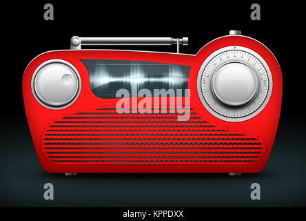 Old Style Radio auf dem schwarzen Hintergrund. Computer Nachfolger, 2D-Grafik Stockfoto