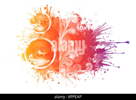Aquarell. Retro Musik Party Textur Hintergrund Stockfoto