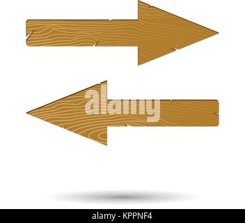 Holz- Pfeil rechts und links getrennt. Richtung cartoon Zeichen Holz, Holz- Wegweiser Vorstand gerichtete, Vector Illustration Stock Vektor