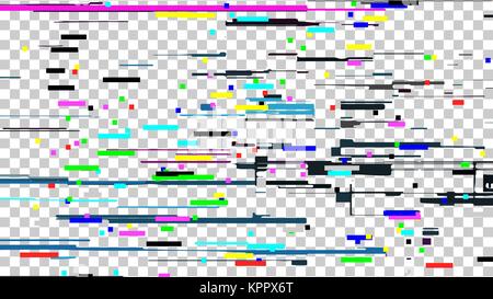 Glitch Lärm Textur Vektor. Statische Fehler. Glitched Bildschirm. Digitale kein Signal. Fernsehen Signalabfall Lärm. Auf transparentem Hintergrund Abbildung isoliert. Stock Vektor