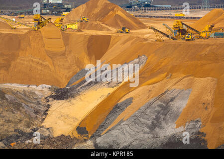 Europa, Deutschland, Braunkohle Tagebau in der Nähe von Grazweiler Juechen. Europa, Deutschland, Braunkohletagebau Garzweiler bei juechen. Stockfoto