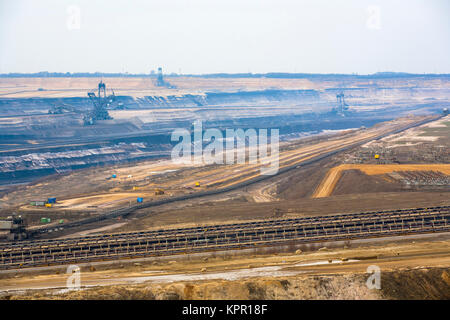 Europa, Deutschland, Braunkohle Tagebau in der Nähe von Grazweiler Juechen. Europa, Deutschland, Braunkohletagebau Garzweiler bei juechen. Stockfoto