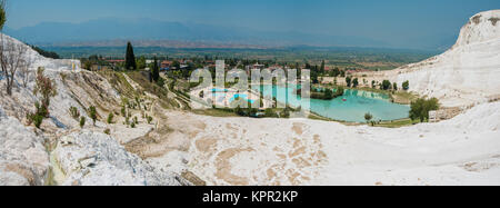 Panoramablick von Pammukale Stockfoto