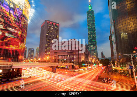 Taipei Stadtbild in der Dämmerung in Taiwan Stadt Stockfoto