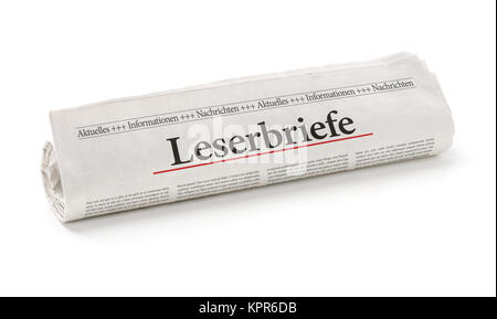 Zeitungsrolle berechtigt Buchstaben Stockfoto