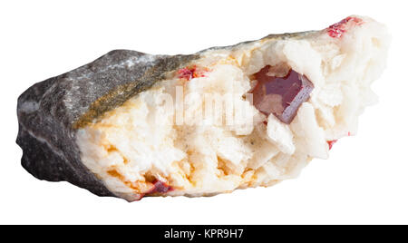 Zinnober (Cinnabarite) Red Crystal in Quarz rock Stockfoto