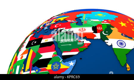 Politische Naher Osten Karte Stockfoto