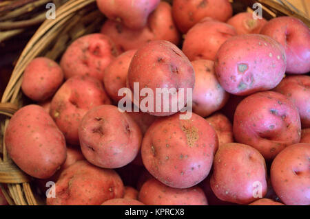 Rot neue Kartoffeln in einem Korb Stockfoto