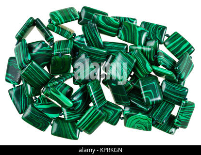 Halskette aus grüner künstliche Malachit Steinen Stockfoto