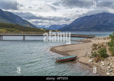 Bennett Lake, British Columbia, Kanada von Carcross auf dem Klondike Gold Rush trail genommen Stockfoto