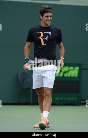 KEY BISCAYNE, FL - 18. März: Roger Federer an den geöffneten Sony bei Crandon Park Tennis Centre am 18. März 2014 in Key Biscayne, Florida Personen: Roger Federer Stockfoto