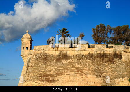 Das Auge & Ohr Vedette Wachtturm in Senglea, Malta Stockfoto