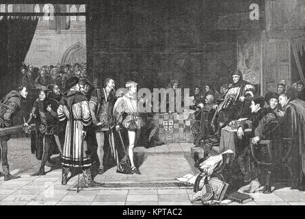 Prinz Heinrich (Henry V) zieht sein Schwert vor Richter Gascoigne Stockfoto