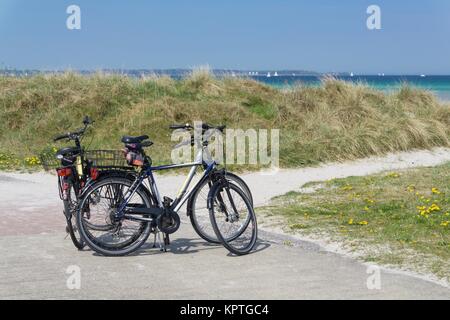 Fahrräder am Strand Stockfoto