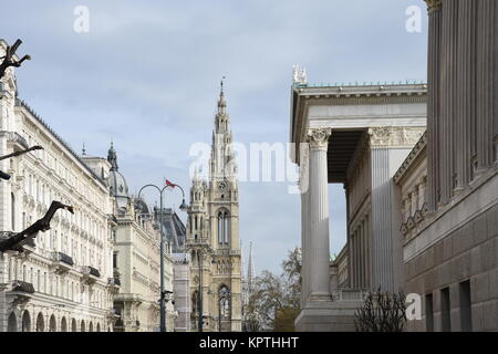 Â Parlament Wien, Parlament, Parlament, Wien, dr.-karl-Renner-Ring, Ring Road, griechisch-römischen, der Sitz der Regierung Stockfoto