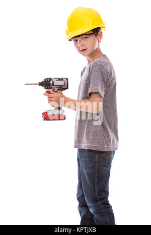 kleine Jungen tragen Helm Stockfoto