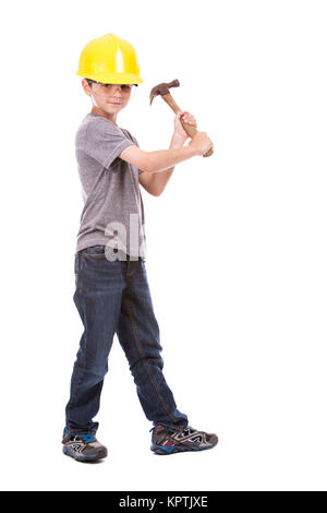 kleine Jungen tragen Helm Stockfoto