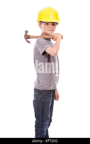 kleine Jungen tragen Helm Stockfoto