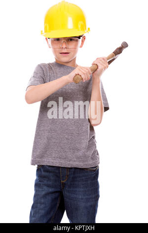 kleine Jungen tragen Helm Stockfoto