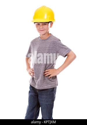 kleine Jungen tragen Helm Stockfoto