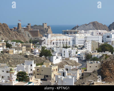 Die Altstadt von Muscat mit al Jalali fort im Oman Stockfoto