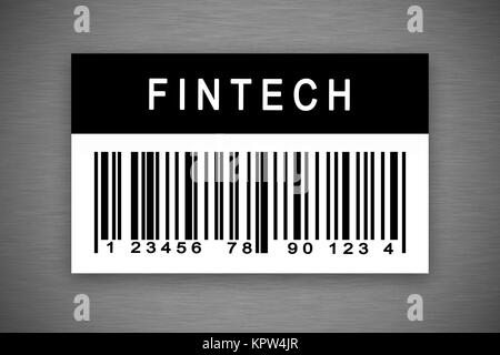 Fintech oder finanzielle Technologie Barcode label Stockfoto