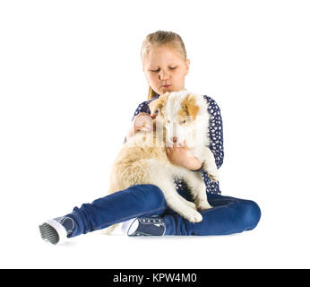 Mädchen und Hund Stockfoto