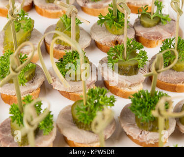 Closeup Häppchen und Snacks für die Gastronomie Stockfoto