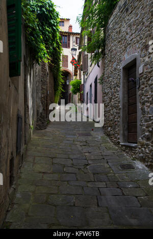 Straße der mittelalterlichen Dorf in der Toskana, Italien Stockfoto