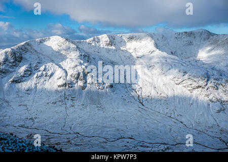 Die helvellyn Bereich im Winter.... Dollywagon Hecht, Hecht, Mittelste Helvellyn. Von St Sunday Crag gesehen Stockfoto