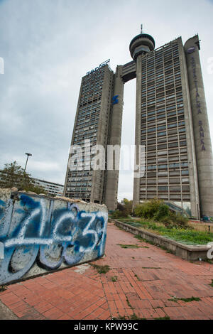 Genex (Twin) Turm in der Hauptstadt von Serbien, Belgrad Genex Tower ist ein 35-stöckiges Hochhaus in Belg Stockfoto