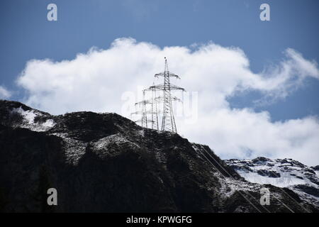 Tal, Felber, Hochspannungsleitung, 380 kv, Strommast, power line, Pipeline Route, Überschreiten der Berg Stockfoto