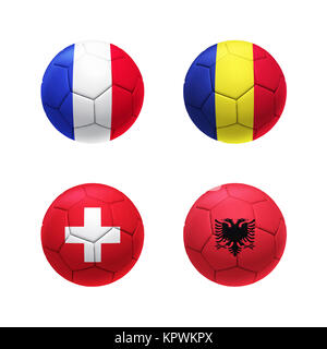 3D-Fußball mit Gruppe A teams Flags Stockfoto