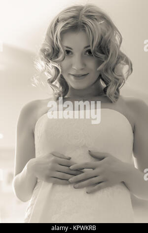 Monochrome Portrait der Braut Stockfoto