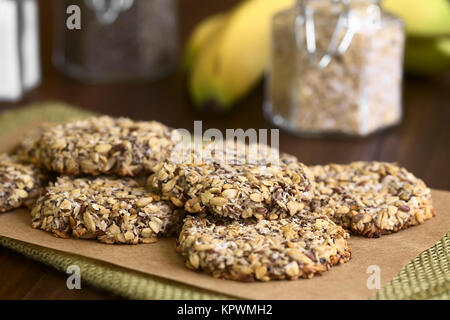 Vegan Haferflocken und Banane Cookies Stockfoto