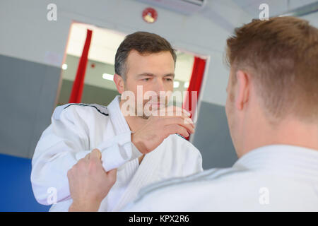 Spannende judo bekämpfen Stockfoto