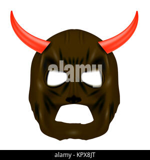 Roten Horn Maske auf weißem Hintergrund Stockfoto