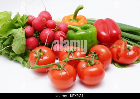 Frische Muese auf weißem Hintergrund Stockfoto