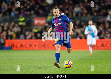 Barcelona, Spanien. 17 Dez, 2017. Spanien - 17.Dezember: Barcelona defender Jordi Alba (18) Während des Spiels zwischen dem FC Barcelona gegen Deportivo Coruna, für die Runde 16 der Liga Santander, spielte im Camp Nou Stadion am 17. Dezember 2017 in Barcelona, Spanien. (Credit: GTO/Urbanandsport/Gtres Online) Credit: Gtres Información más Comuniación auf Linie, S.L./Alamy leben Nachrichten Stockfoto