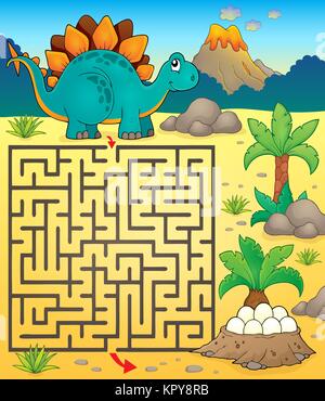 Labyrinth 3 mit Dinosaurier Thema 1 Stockfoto