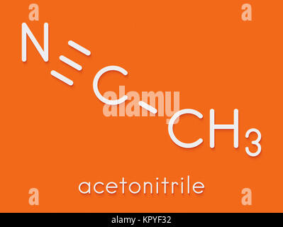 Acetonitril chemische Lösungsmittel Molekül. Skelettmuskulatur Formel. Stockfoto