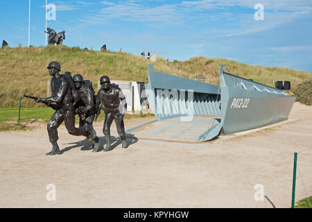 Higgins Boot (LCVP) WK 2 Denkmal an der Utah Beach Landing Museum, Normandie Stockfoto