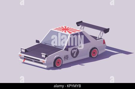 Vektor Low Poly classic drift Auto Stock Vektor