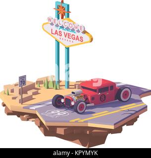 Vektor Low Poly classic Hot Rod Car Stock Vektor