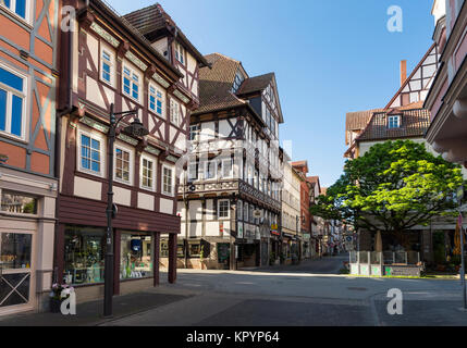 HANN. MUNDEN, Deutschland - 21. MAI 2017: Fachwerkhäuser von Hann. Munden Stockfoto