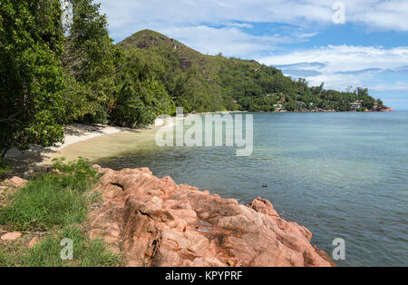 Der Strand von Anse La Blague, Praslin, Seychellen Stockfoto